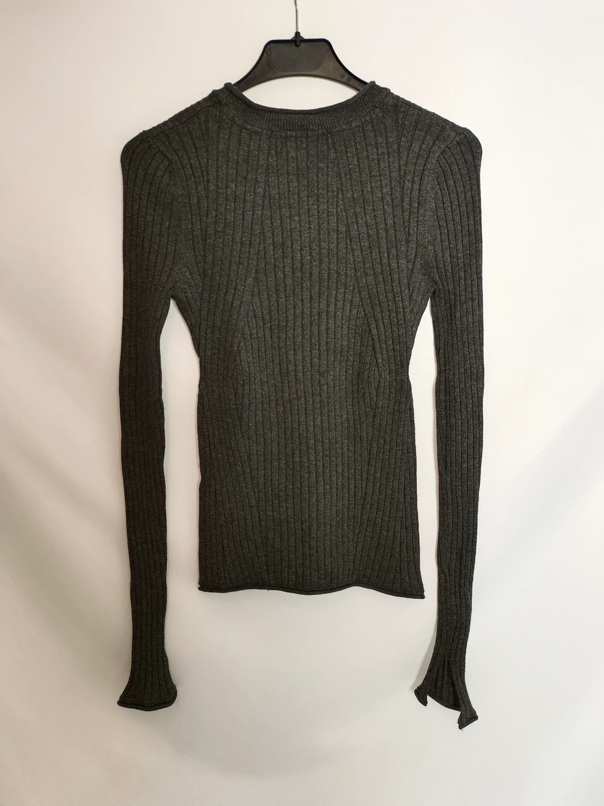 ZARA. Jersey gris canalé T.m - Imagen 3