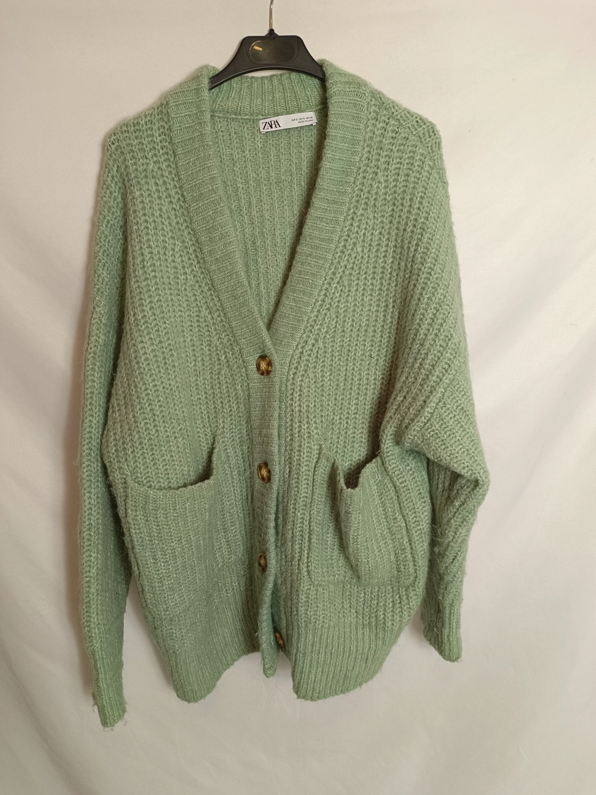 ZARA. Cárdigan verde agua T.s